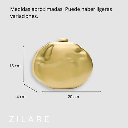 Bolsa de mano mujer dorada con cadena y diseño rígido Dora