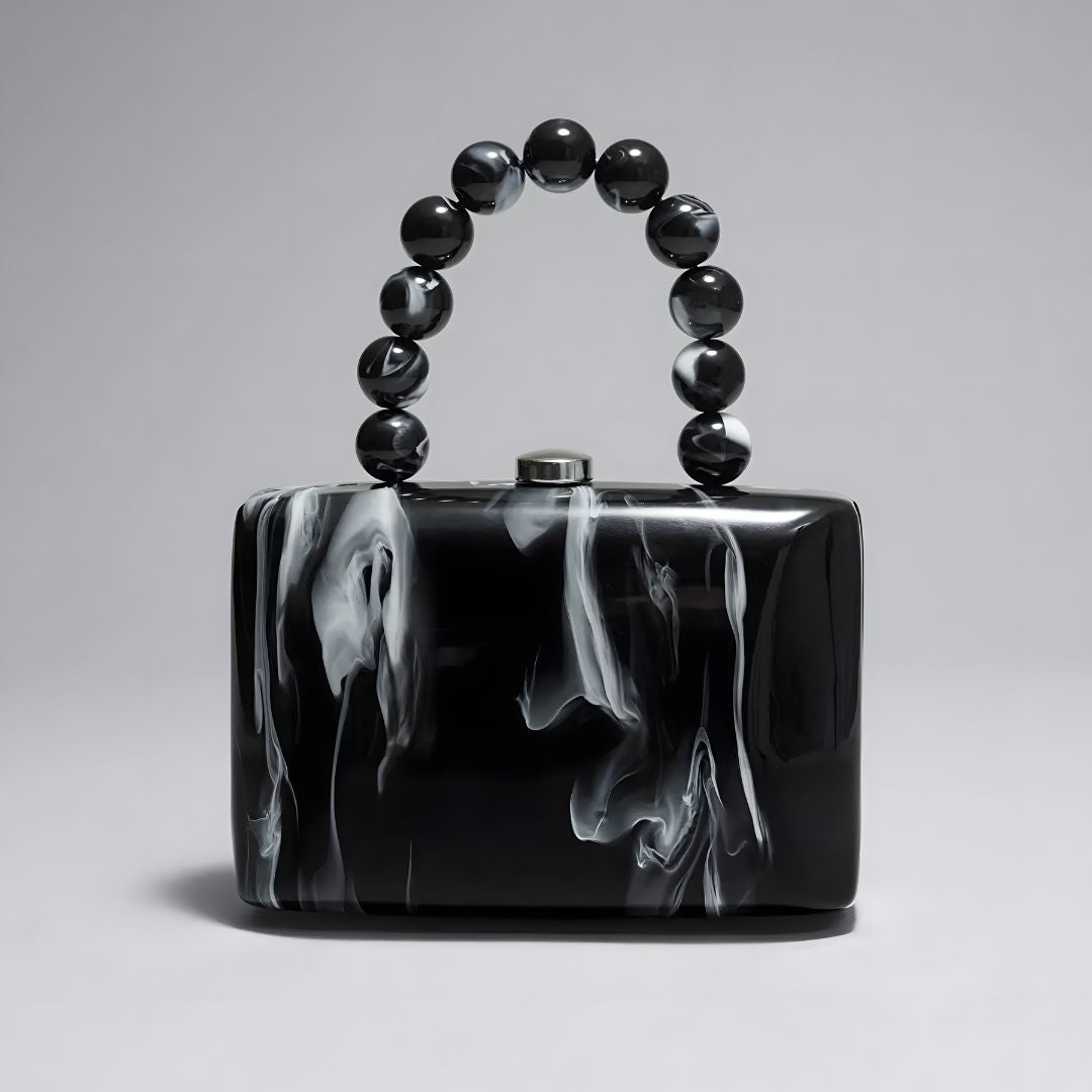 Bolsa de mano negro mujer con cadena y asa de esferas Samara