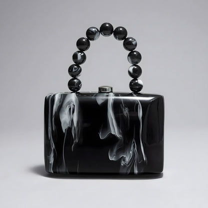 Bolsa de mano negro mujer con cadena y asa de esferas Samara