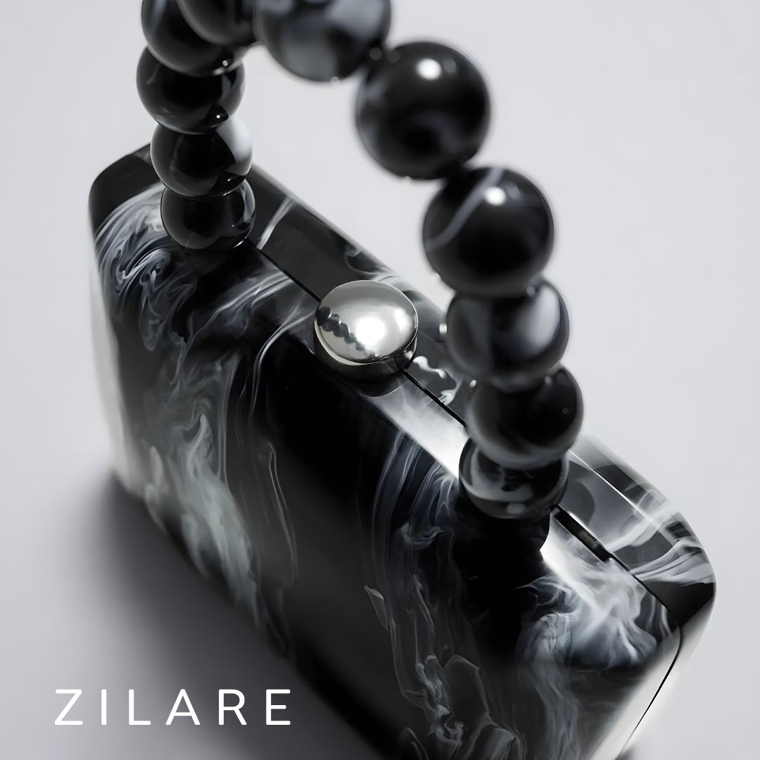 Bolsa de mano negro mujer con cadena y asa de esferas Samara