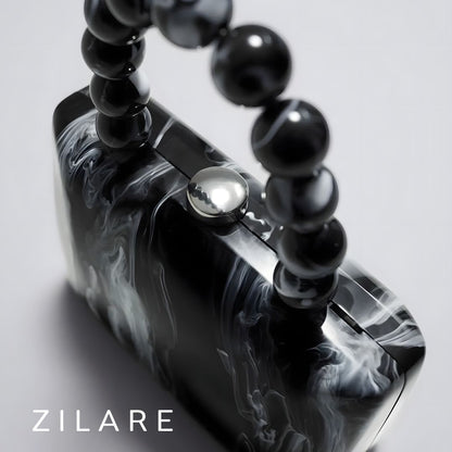 Bolsa de mano negro mujer con cadena y asa de esferas Samara