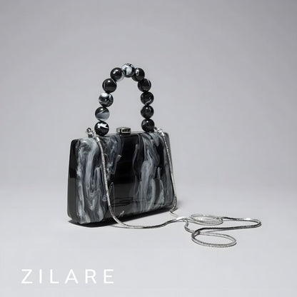 Bolsa de mano negro mujer con cadena y asa de esferas Samara