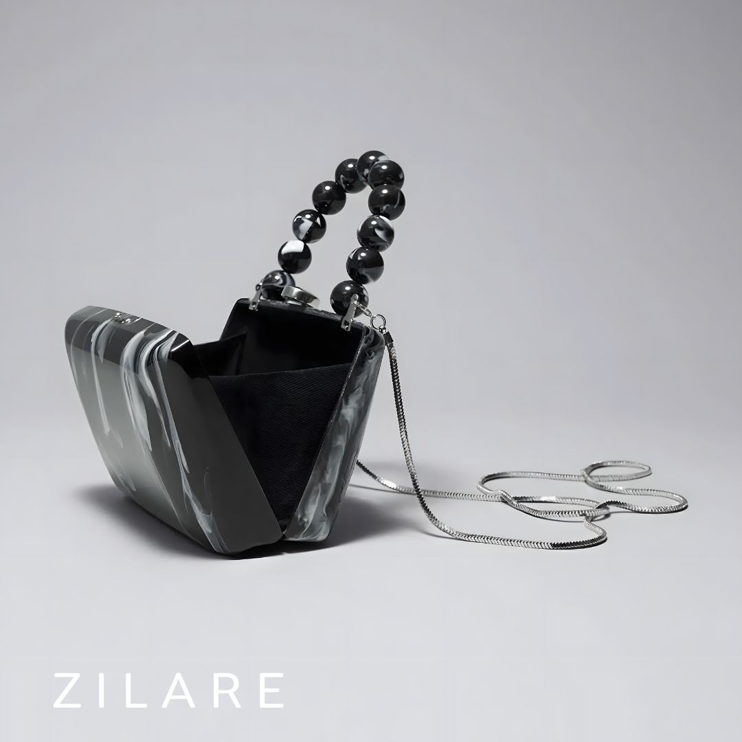 Bolsa de mano negro mujer con cadena y asa de esferas Samara