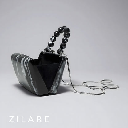 Bolsa de mano negro mujer con cadena y asa de esferas Samara