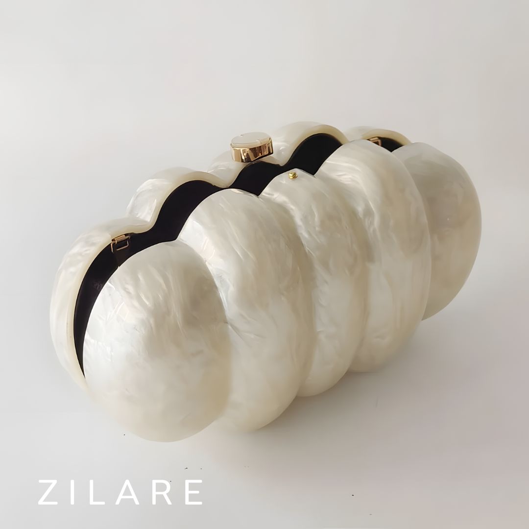 Bolsa de mano para mujer perla nacarada con cadena Miranda