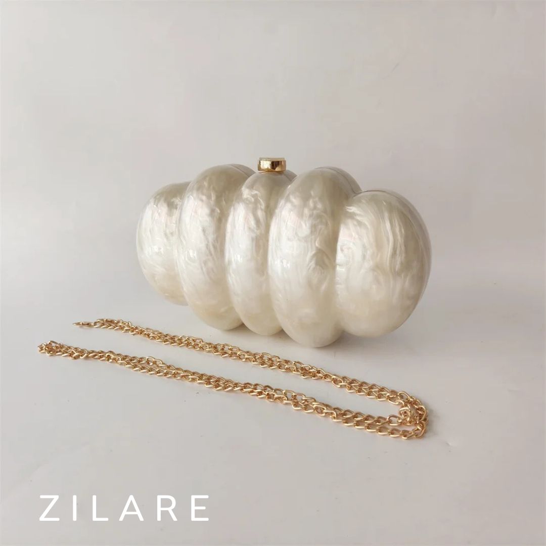 Bolsa de mano para mujer perla nacarada con cadena Miranda