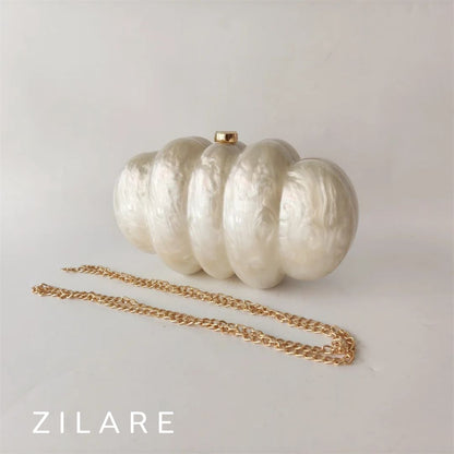 Bolsa de mano para mujer perla nacarada con cadena Miranda