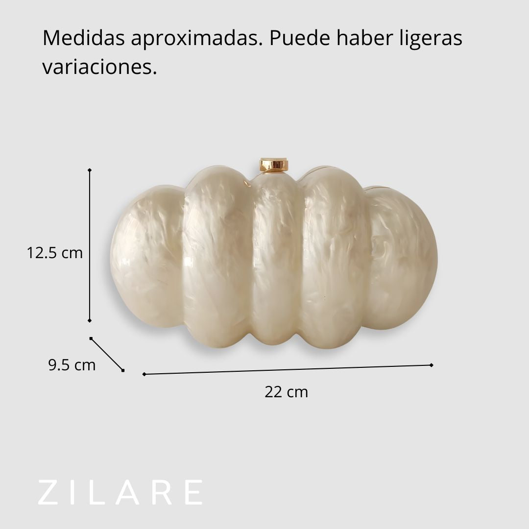 Bolsa de mano para mujer perla nacarada con cadena Miranda