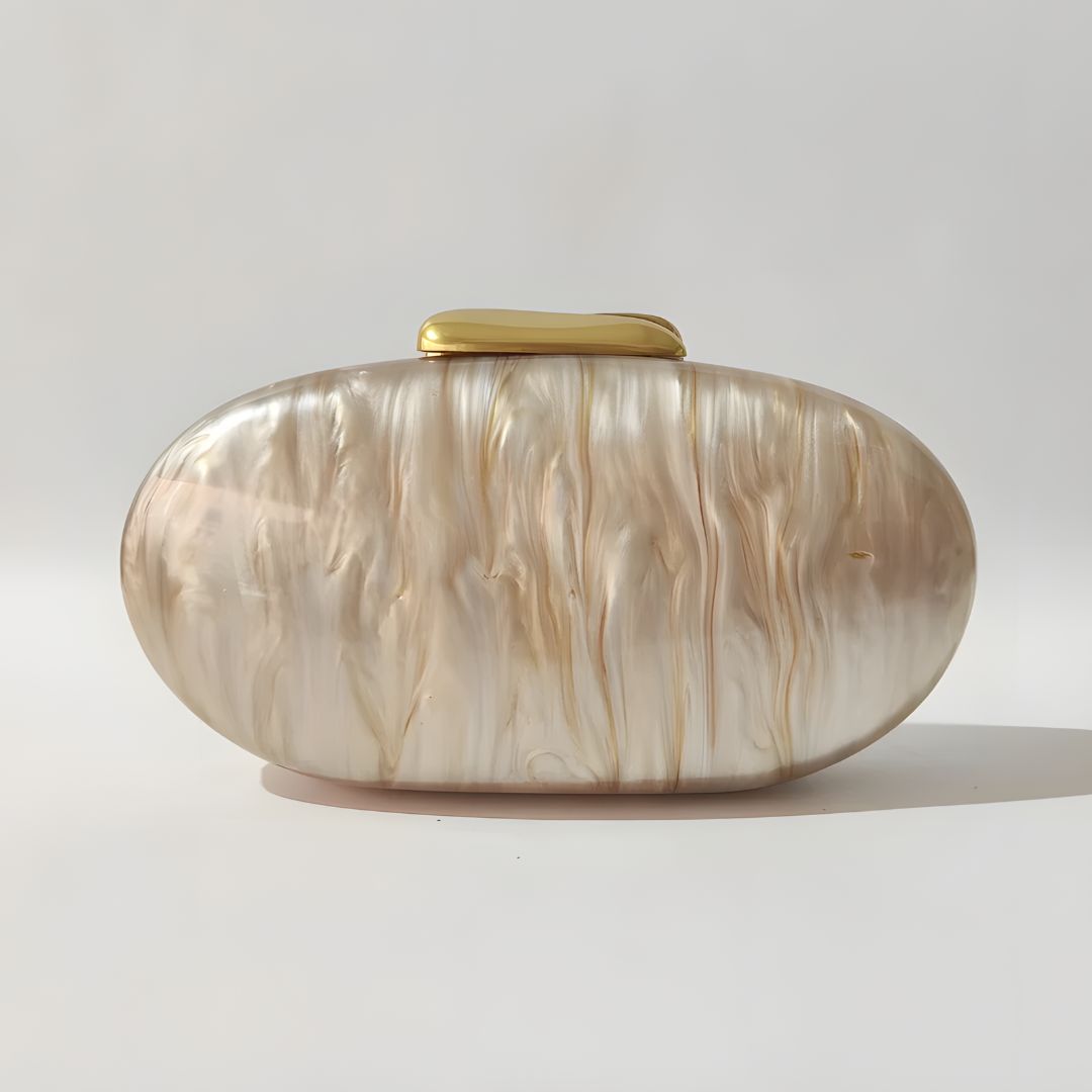 Bolsa de mano para mujer champagne diseño marmoleado Helena