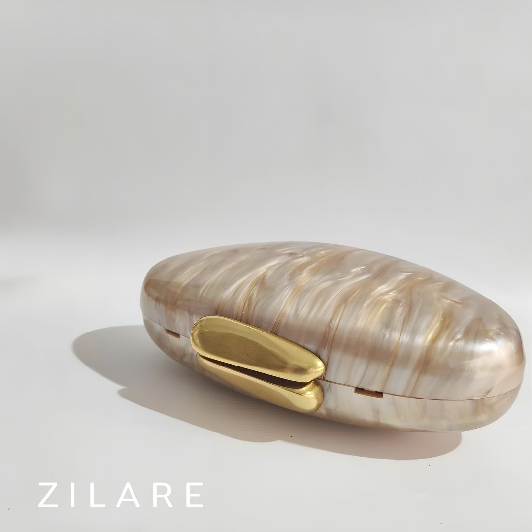 Bolsa de mano para mujer champagne diseño marmoleado Helena