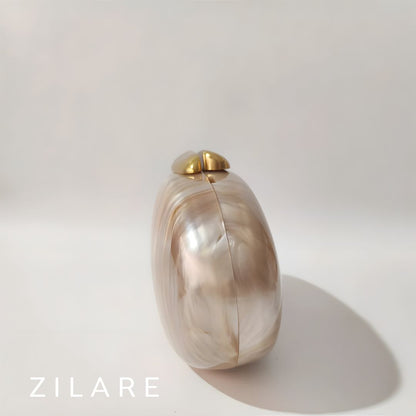 Bolsa de mano para mujer champagne diseño marmoleado Helena