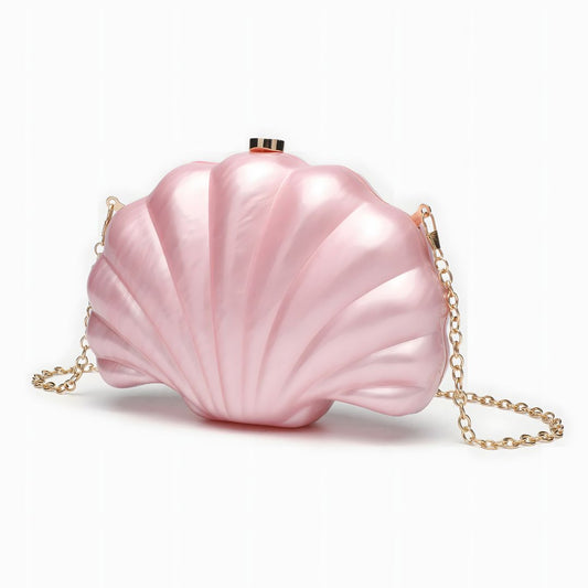 Bolsa de mano para mujer con cadena rosa concha Marisela