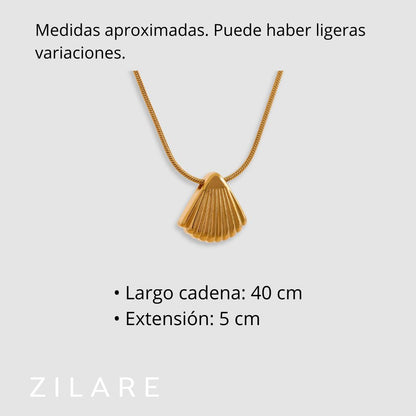 Collar bañado en oro 18k con diseño elegante de concha Ahya