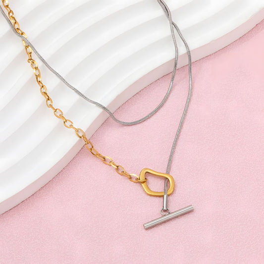 Collar bicolor bañado en oro 18k elegante y chic Paola