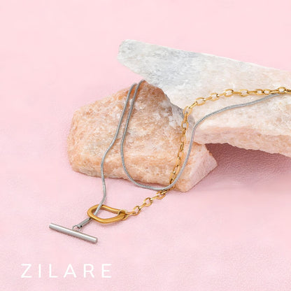 Collar bicolor bañado en oro 18k elegante y chic Paola