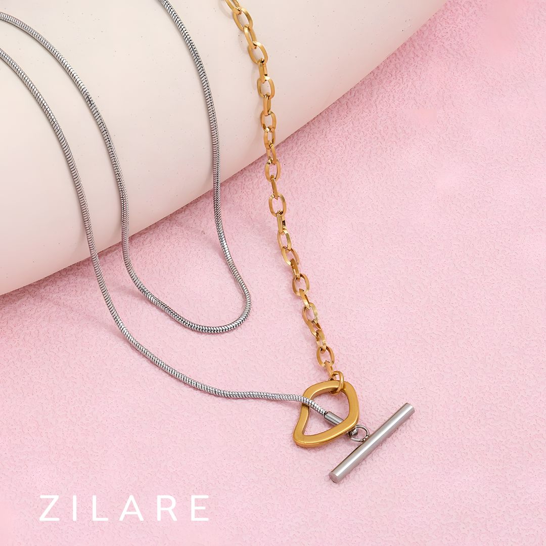 Collar bicolor bañado en oro 18k elegante y chic Paola