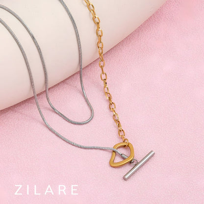 Collar bicolor bañado en oro 18k elegante y chic Paola