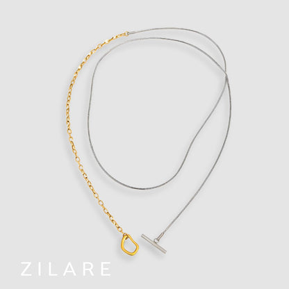 Collar bicolor bañado en oro 18k elegante y chic Paola