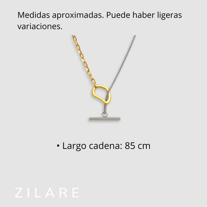 Collar bicolor bañado en oro 18k elegante y chic Paola