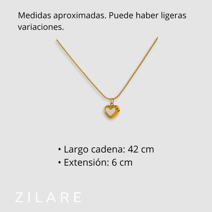 Collar bañado en oro 18k con dije de corazón blanco Zira