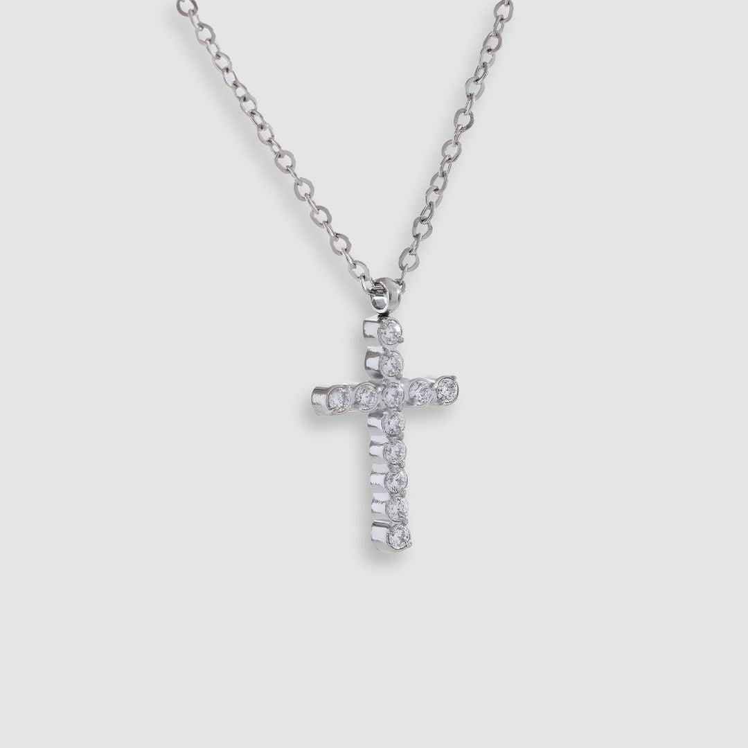 Collar con cruz para mujer bañado oro 18k y zirconias Ivanna