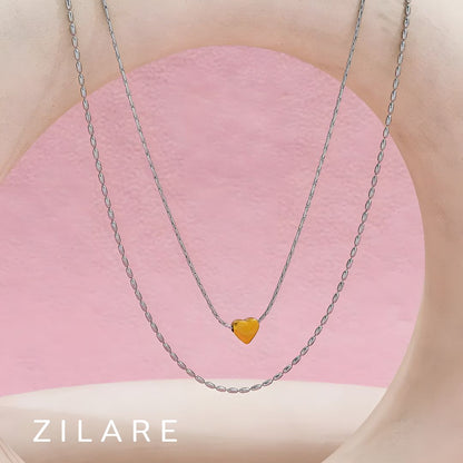 Collar doble acero inoxidable con corazón dorado  Itzel