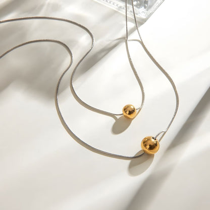 Collar delicado acero inoxidable con dos esferas chic Amare