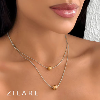 Collar delicado acero inoxidable con dos esferas chic Amare