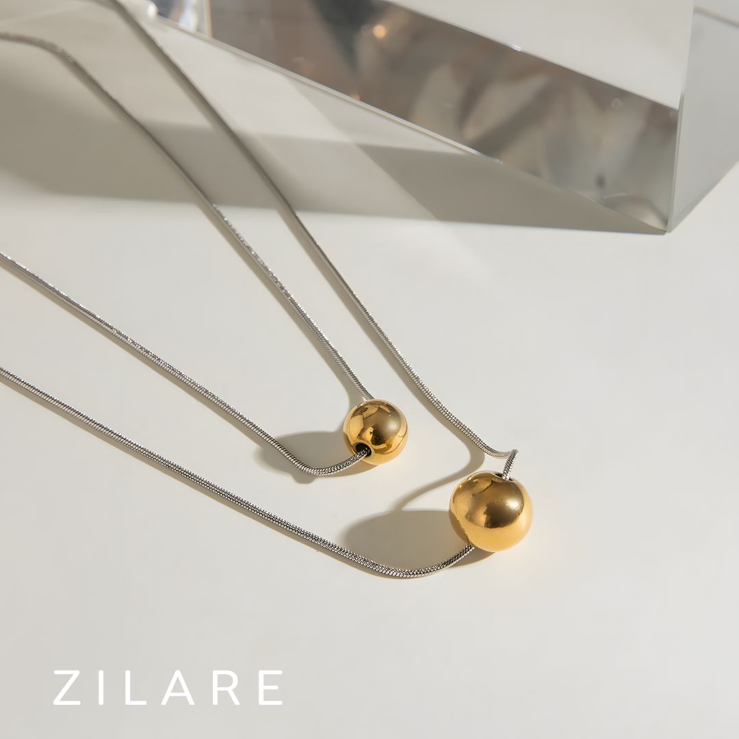 Collar delicado acero inoxidable con dos esferas chic Amare