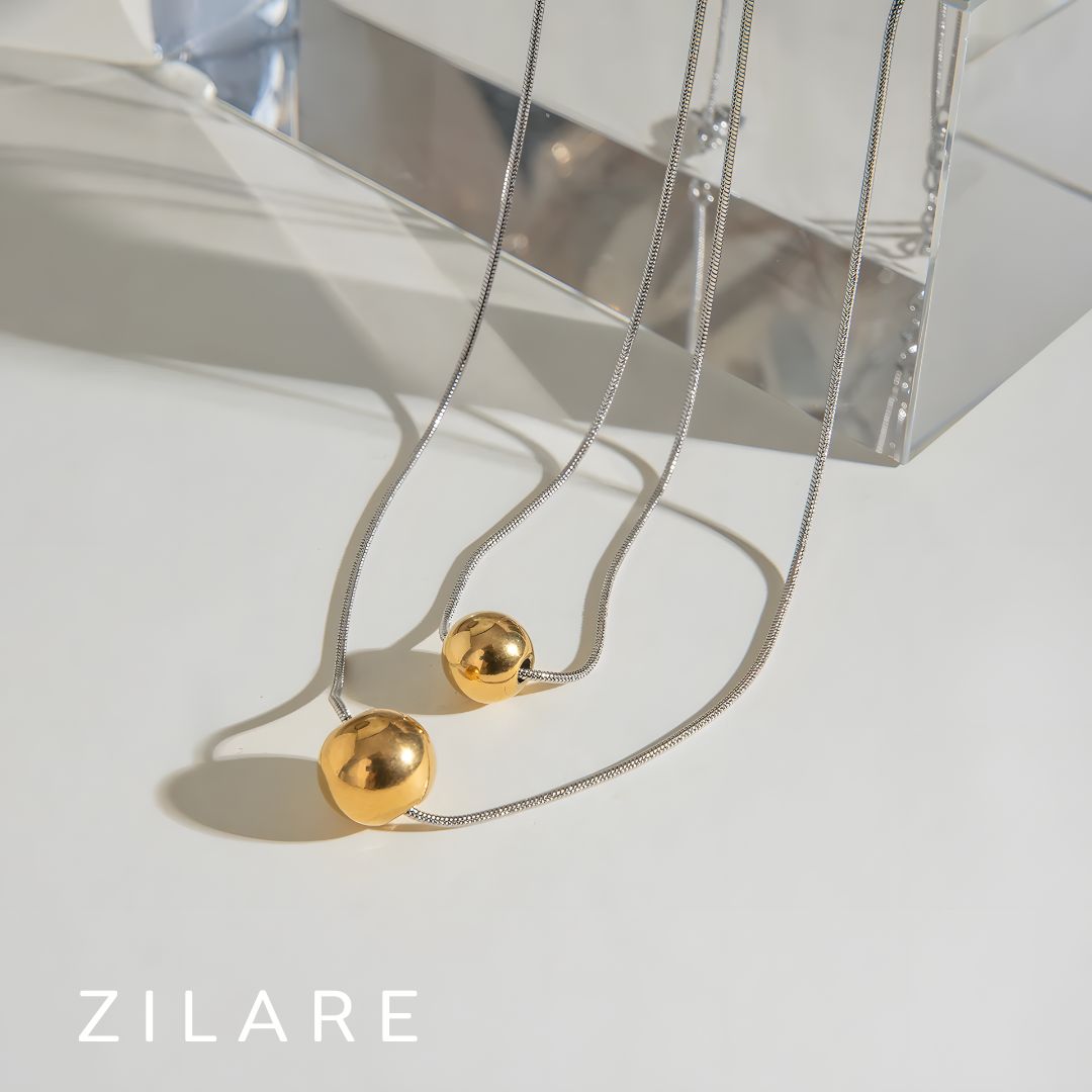 Collar delicado acero inoxidable con dos esferas chic Amare