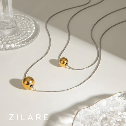 Collar delicado acero inoxidable con dos esferas chic Amare