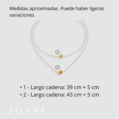 Collar delicado acero inoxidable con dos esferas chic Amare