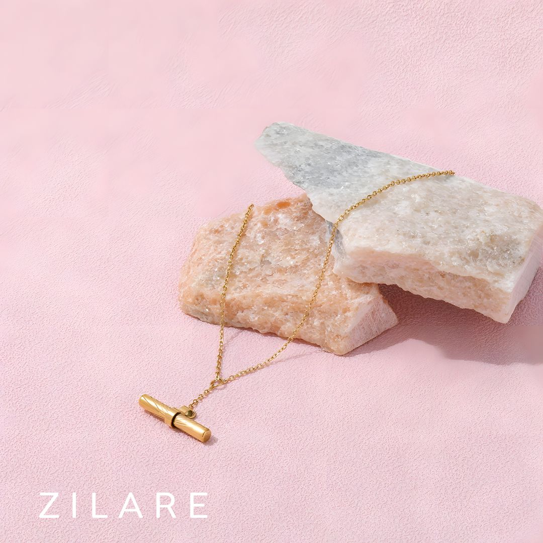 Collar dorado bañado en oro 18k moderno y sofisticado Rocio