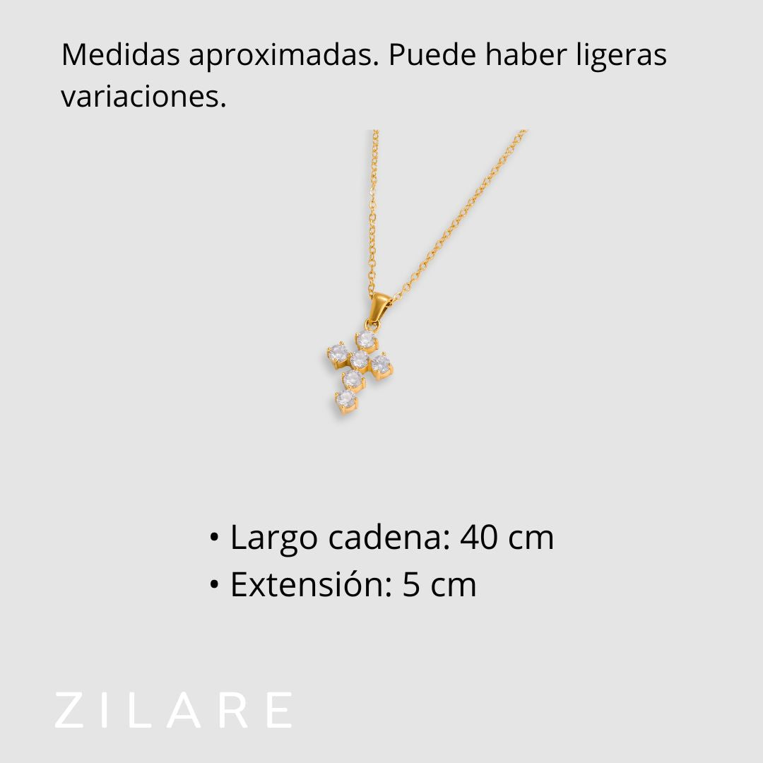 Collar delicado baño de oro 18k con cruz radiante Daila