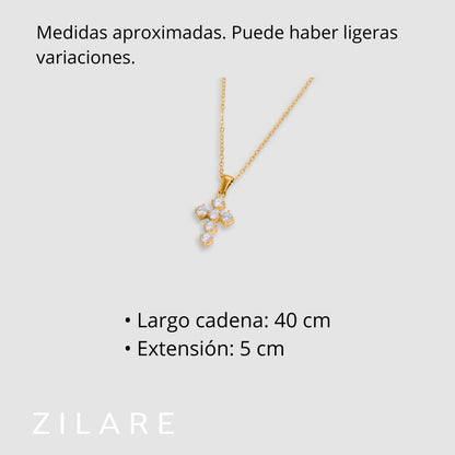 Collar delicado baño de oro 18k con cruz radiante Daila