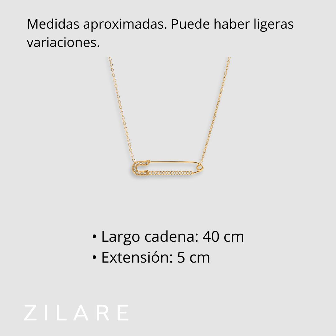 Collar dorado baño de oro 18k con dije tipo alfiler Yaneli