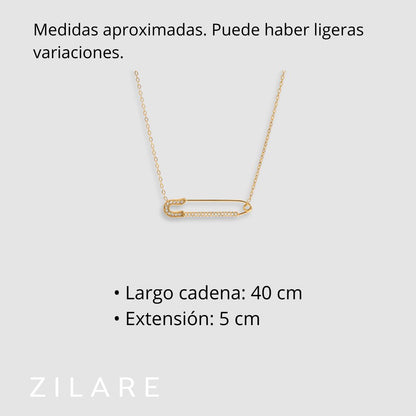 Collar dorado baño de oro 18k con dije tipo alfiler Yaneli