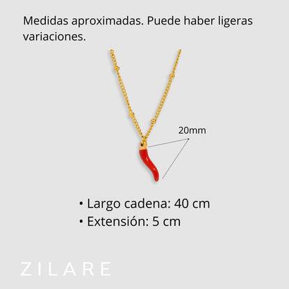 Collar dorado baño de oro 18k con dije de chile  Nayara
