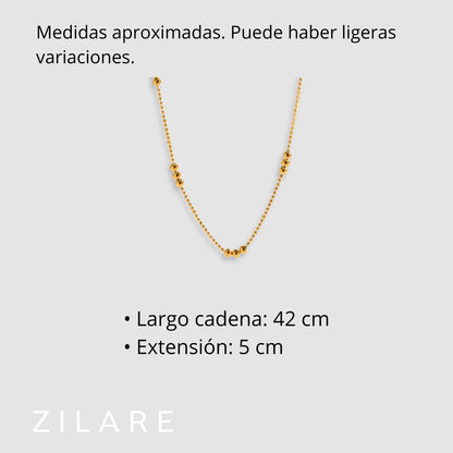 Collar dorado baño de oro 18k con esferas brillantes Amarie
