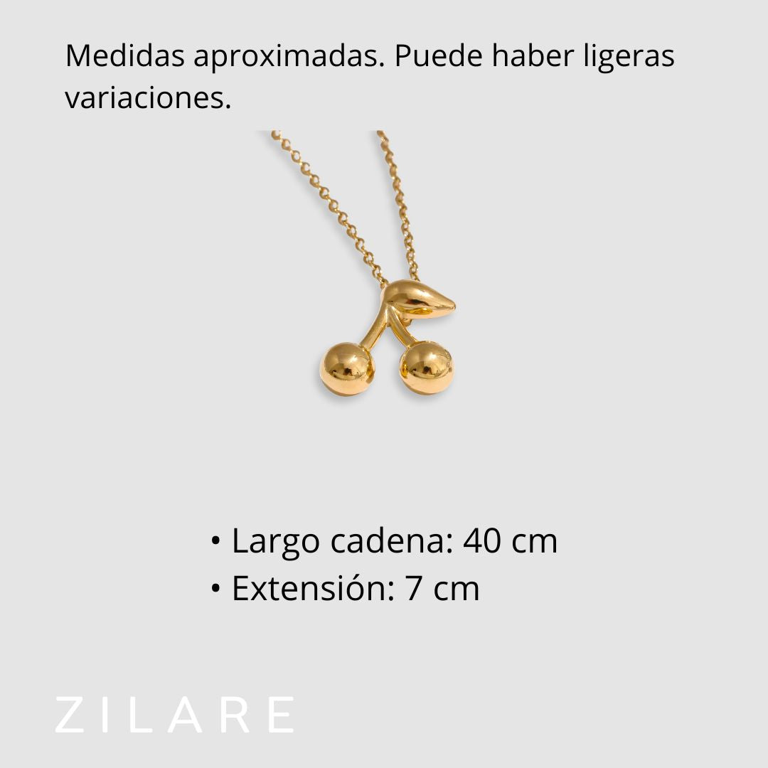 Collar dorado con dije de cereza bañado en oro 18k Nayeli