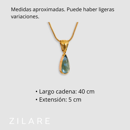Collar dorado con gota verde elegante bañado oro 18k Clarisa