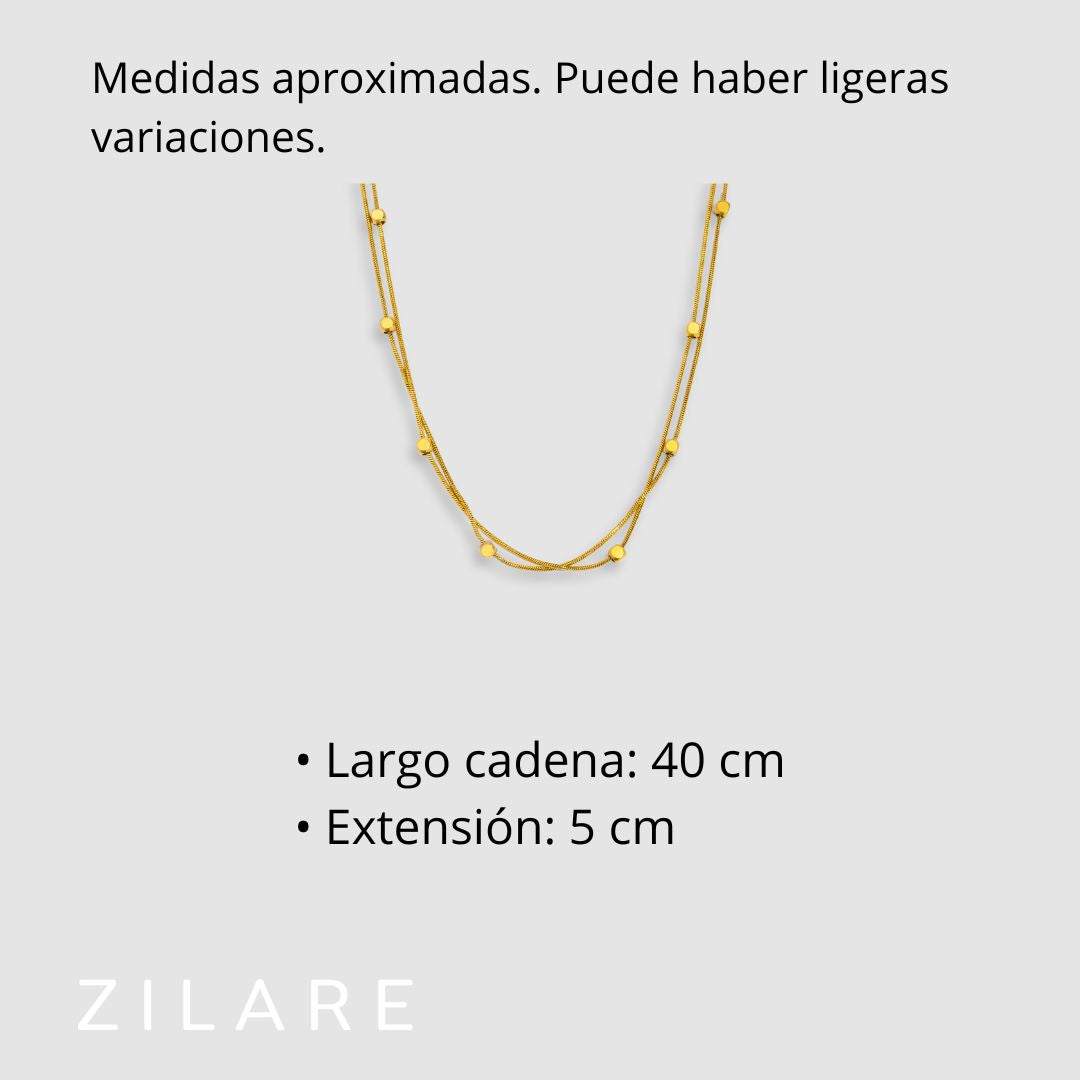 Collar dorado chic baño de oro 18k doble y moderno Adhara