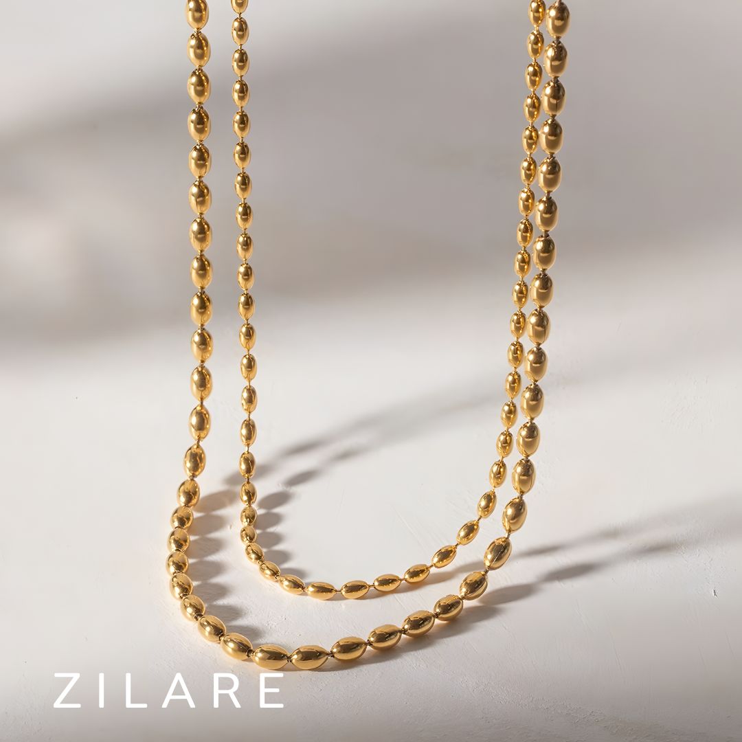 Collar doble baño oro 18k con eslabones redondeados Alondra