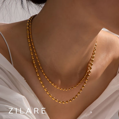 Collar doble baño oro 18k con eslabones redondeados Alondra