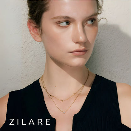 Collar bañado oro 18k diseño moderno de doble cadena Elvira