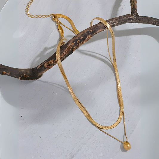 Collar Doble con Esfera Dorada Bañado en Oro 18k Julieta
