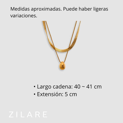 Collar Doble con Esfera Dorada Bañado en Oro 18k Julieta