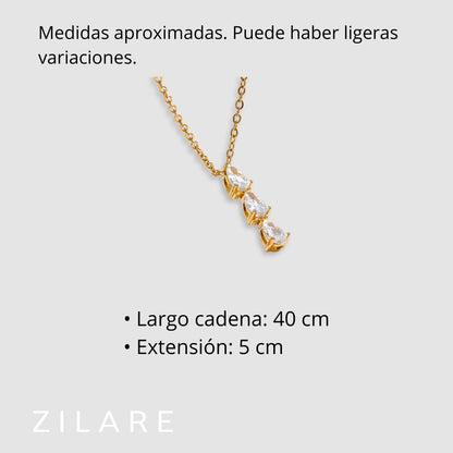 Collar bañado en oro 18k diseño elegante de 3 piedras Mireya