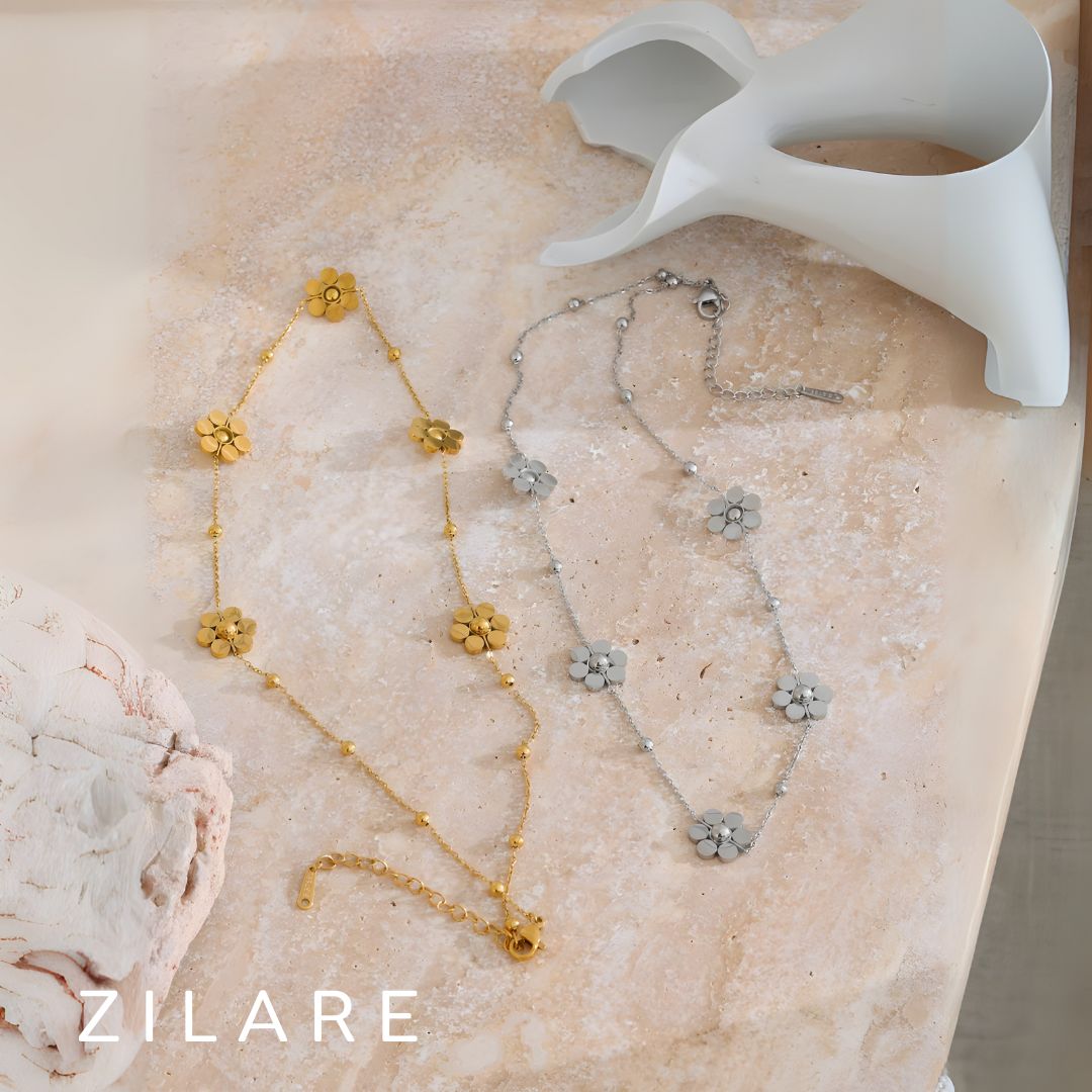 Collar Dorado con Flores Delicadas Bañado en Oro 18k Martina