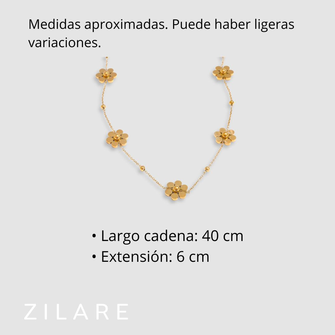 Collar Dorado con Flores Delicadas Bañado en Oro 18k Martina